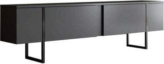 Dmora Dmora - Mueble De Televisi&oacute;n Dgridell, Aparador De Sal&oacute;n, Mueble Bajo Para Tv, Base De Pared Equipada, 180x30h50 Cm, Antracita Y Negro