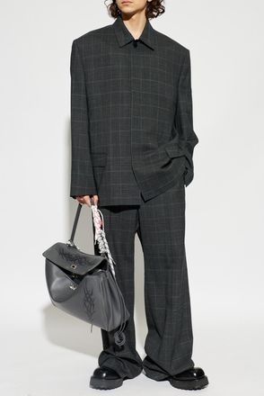 Balenciaga Wool Wide-leg Trousers, Mens, Grey