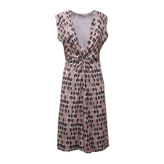 KANGRA Mouwloze jurk met v-hals en vlechtpatroon - Dames - Casual kleedjes - Veelkleurig - XL - Kleedjes