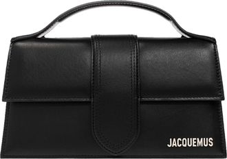 Jacquemus Womens Le Grand Bambino Bag - Silver Logo - Black Leather - One Size