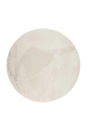 Esprit Alfombra redonda de piel de conejo artificial suave blanco beige D150