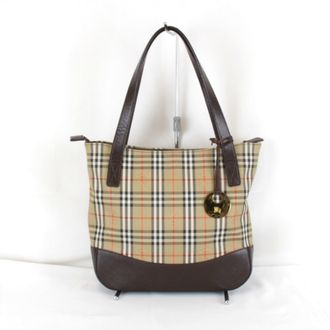 Burberry Beige Canvas Leather Tote Bag (Pre-Owned)