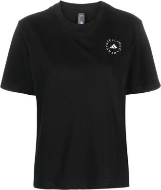 adidas by Stella McCartney True Casuals T-shirt met logo print - Dames - T-shirts - Zwart - XS - Katoen - Tops