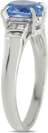 Luxury Bazaar platinum diamond sapphire ring - Zilver