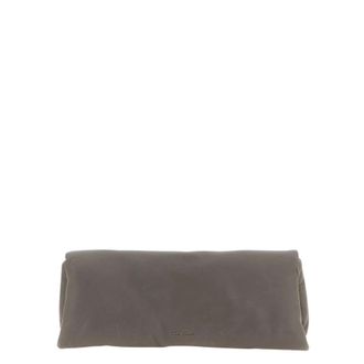 Rick Owens Gewatteerde leren clutch - Dames - Tassen - Grijs - Maat: ONE Size Leer