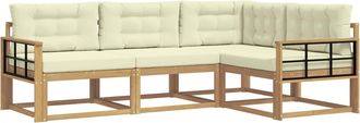 vidaXL Conjunto De Sof&aacute;s De Exterior 3 Uds. Blanco Y Crema Poli&eacute;ster Vidaxl
