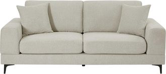 VENTE-UNIQUE.COM Sof&aacute; fijo poli&eacute;ster 2 plazas beige 198x87cm