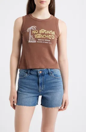 Daydreamer No Strings Attached Graphic Shrunken Tank in Chocolate Malt at Nordstrom, Size X-Small