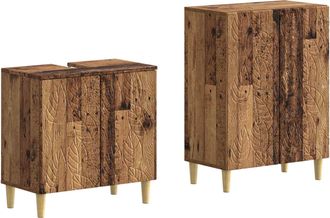 vidaXL Juego De Gabinete De Ba&ntilde;o De 2 Piezas Delft Madera Envejecida Vidaxl