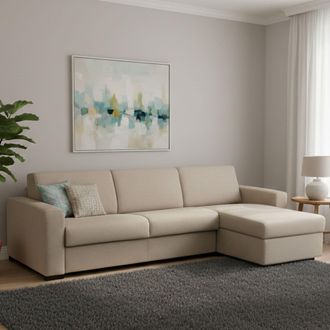 Dmora Sofa Cama Alicya, Sof&aacute; De Esquina, 100% Made In Italy, Sof&aacute; Con Apertura Giratoria, Con Contenedor Reversible Peninsula, Con Reposabrazos Est&aacute;ndar, Cm