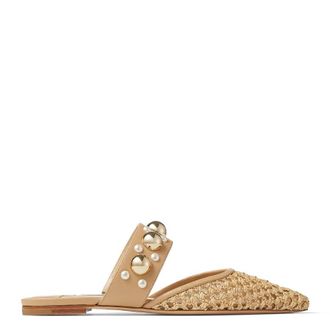 Jimmy Choo London Womens Basette Raffia Flats, Brand Size 34 ( US Size 4 )