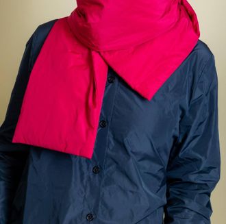 Katharina Hovman Long Puffy Scarf In Cranberry