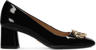 Kazar Comfortabele gelakte pumps met metalen accenten - Dames - Pumps - Zwart - 37 EU - Leer - Schoenen
