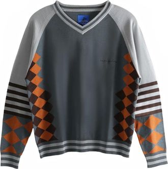 Asics x Argyle striped ribbed hem jumper - unisex - Fabric - L - Grey