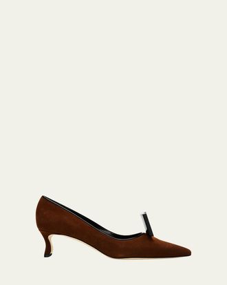 Manolo Blahnik 50mm Potoka Suede Pumps