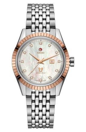 Rado Tradition Golden Horse Diamond Bracelet Watch, 35mm in Silver/Mop at Nordstrom