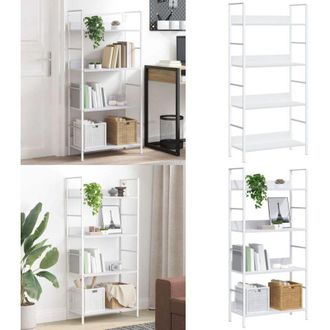 vidaXL Scaffale Libri 4 Ripiani Bianco 60x27,6x124,5 Legno Multistrato - Scaffale Decorativo - Scaffale in Legno