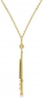 Allurez Flute Music Pendant Necklace 14K Yellow Gold