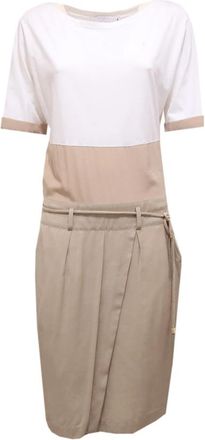 Fabiana Filippi Wit/Beige Jurk Gemaakt in Itali&euml; - Dames - Maxi kleedjes - Wit - M - Kleedjes