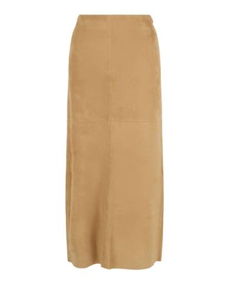Ferragamo Womens Lambskin Leather Pencil Skirt In Beige Khaki