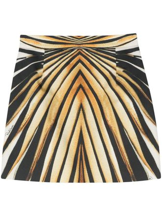 Roberto Cavalli Ray Of Gold-print mini skirt - women - Elastane/Cotton/Viscose/Cotton - 40 - Yellow