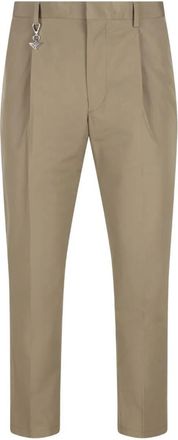 Prada Pleated Cotton Trousers With Charm Clothing