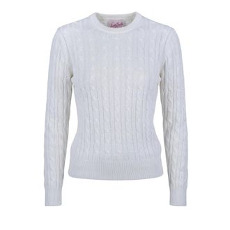 MC2 Saint Barth Round-neck Knitwear, female, White, Size: M New Queen Sweater
