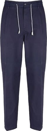 Eleventy drawstring pleated trousers - men - Cotton/Elastane - 33 - Blue