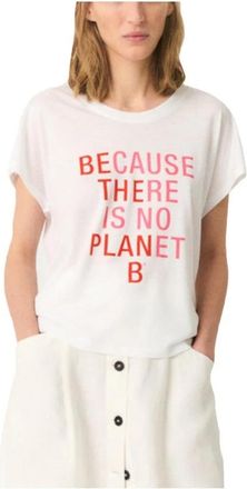 Ecoalf Witte Rio T-shirt met roze letters - Dames - T-shirts - Wit - XS - Katoen - Tops