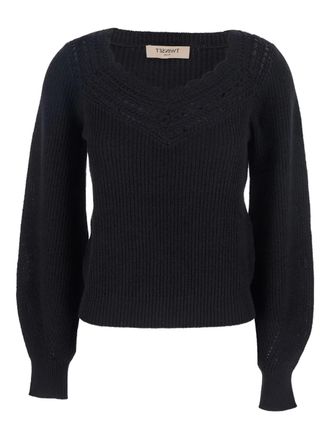 Twin-Set ribbed sweater - women - Wool/Cotton - M - Black