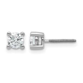 Diamond2Deal 14k White Gold 2/3 ct Round Lab Grown Diamond Stud Earrings Screw Back VS Clarity, D-E Color