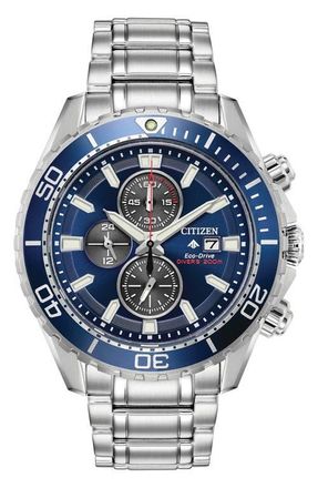 Citizen Promaster Dive Eco-Drive Bracelet Watch, 46mm in Blue/silver-Tone at Nordstrom