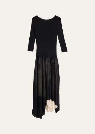 Maria McManus Boat-Neck Colorblock Midi Dress