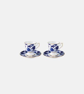 La DoubleJ Wildbird Blu set of 2 espresso cups and saucers