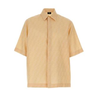 Fendi White Shirt with Short Sleeves - male - Fendi - Short Sleeve Shirts - Brown - M - Shirts