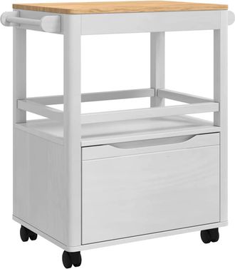 vidaXL Carro De Cocina Floro 72,5 X 45 X 80 Cm Madera De Pino Macizo Vidaxl