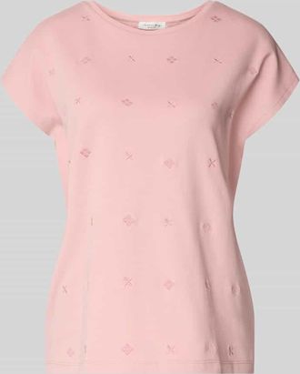 Christian Berg T-Shirt mit Rundhalsausschnitt und Stitchings in Altrosa, Gr&ouml;&szlig;e XXL