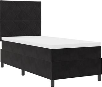 vidaXL vidaXL Box Spring Bed with Mattress & LED Black 90x200 cm Velvet
