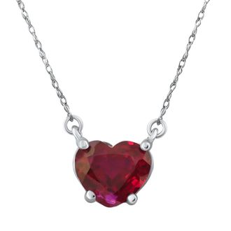 Pompeii3 3Ct Heart Solitaire Ruby Pendant Necklace 14k Gold Lab Grown 18 Size: Medium