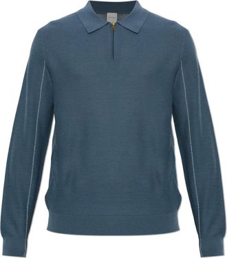 Paul Smith Truien & Vesten, Heren, Blauw, M, Wol, Wool Long-Sleeve Polo
