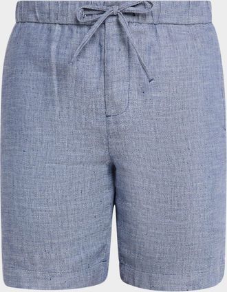 Frescobol Carioca Mens Felipe Linen and Cotton Drawstring Shorts