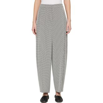 Lafayette 148 New York Cooper Pleated Houndstooth Barrel Leg Pants in Black Multi at Nordstrom Rack, Size 10