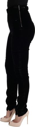 Ermanno Scervino Womens Black Velvet Slim Fit Pants Viscose
