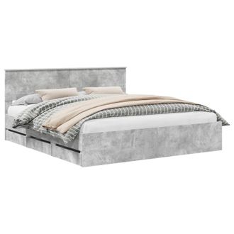 vidaXL Estructura De Cama Gris Concreto 180 X 200 Cm Madera Ingenieril Vidaxl