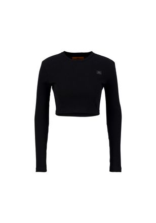 Alpha Industries Longsleeve ALPHA INDUSTRIES X-Fit Rib LS C Women, Damen, Gr. XS, schwarz, Obermaterial: 50% Baumwolle, 50% Polyester, Shirts Longsleeve