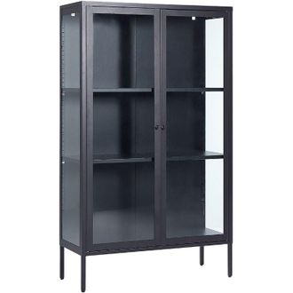 Beliani Beliani - Modern Industrial Steel Highboard Cabinet 2 Doors Glass Elements Black Nash