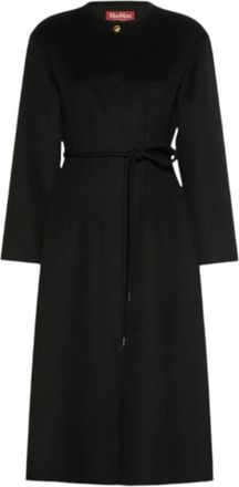 Max Mara Geknoopte Jas - Dames - Jas met riem - Zwart - M - Wol - Jassen