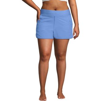 Lands End 3 Quick Dry Elastic Waist Board Shorts Swim Cover-up Shorts with Panty in Lake Blue at Nordstrom, Size 22W