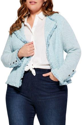 Nic+Zoe Fringe Mix Knit Jacket in Mist at Nordstrom, Size 3X