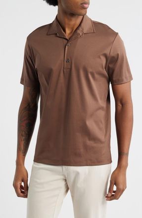 Aur&eacute;lien AUR1 Solid Cotton Polo in Chocolate at Nordstrom Rack, Size X-Large